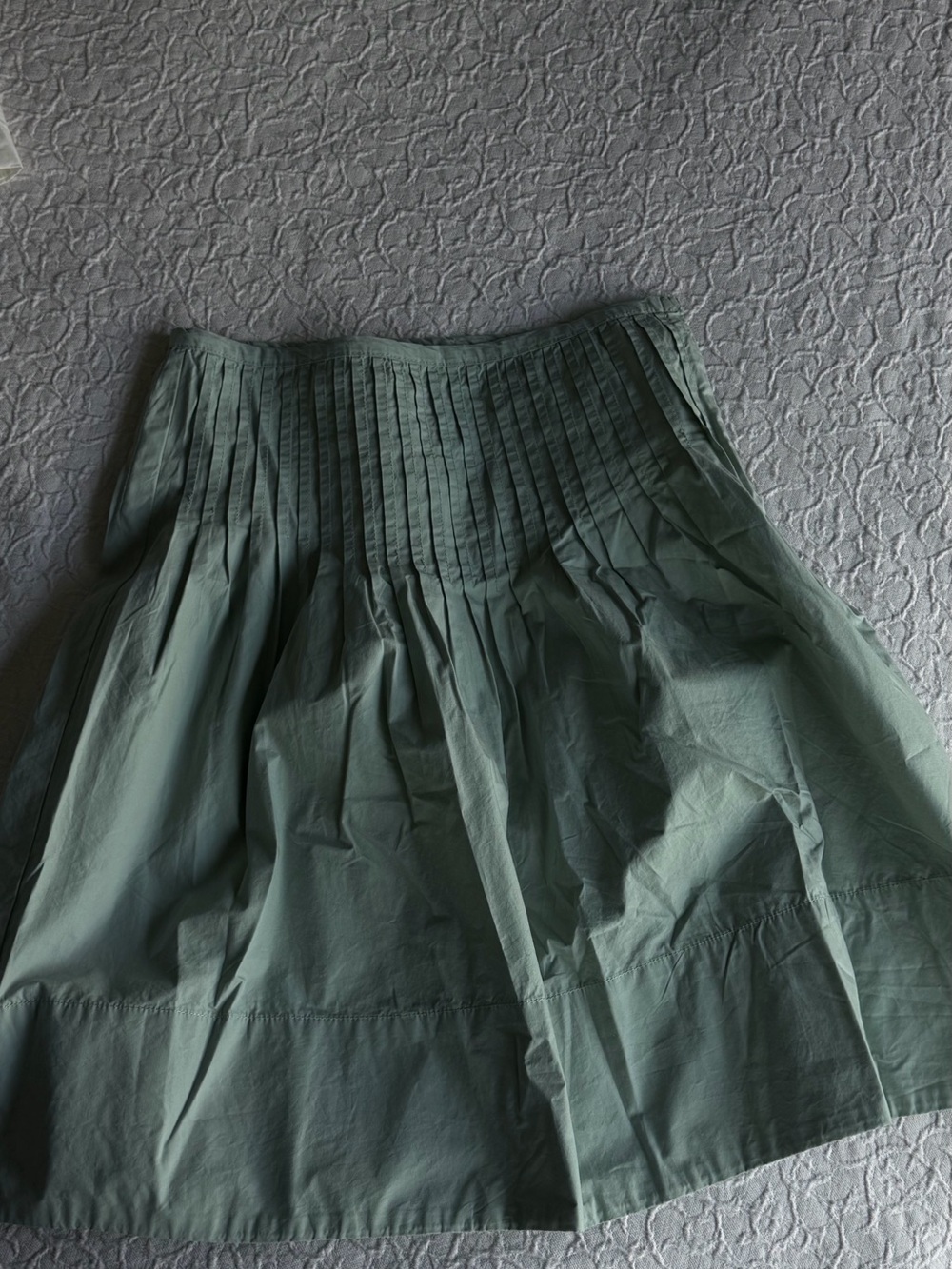 Pleated Waist A-Line Skirt in Sage Green